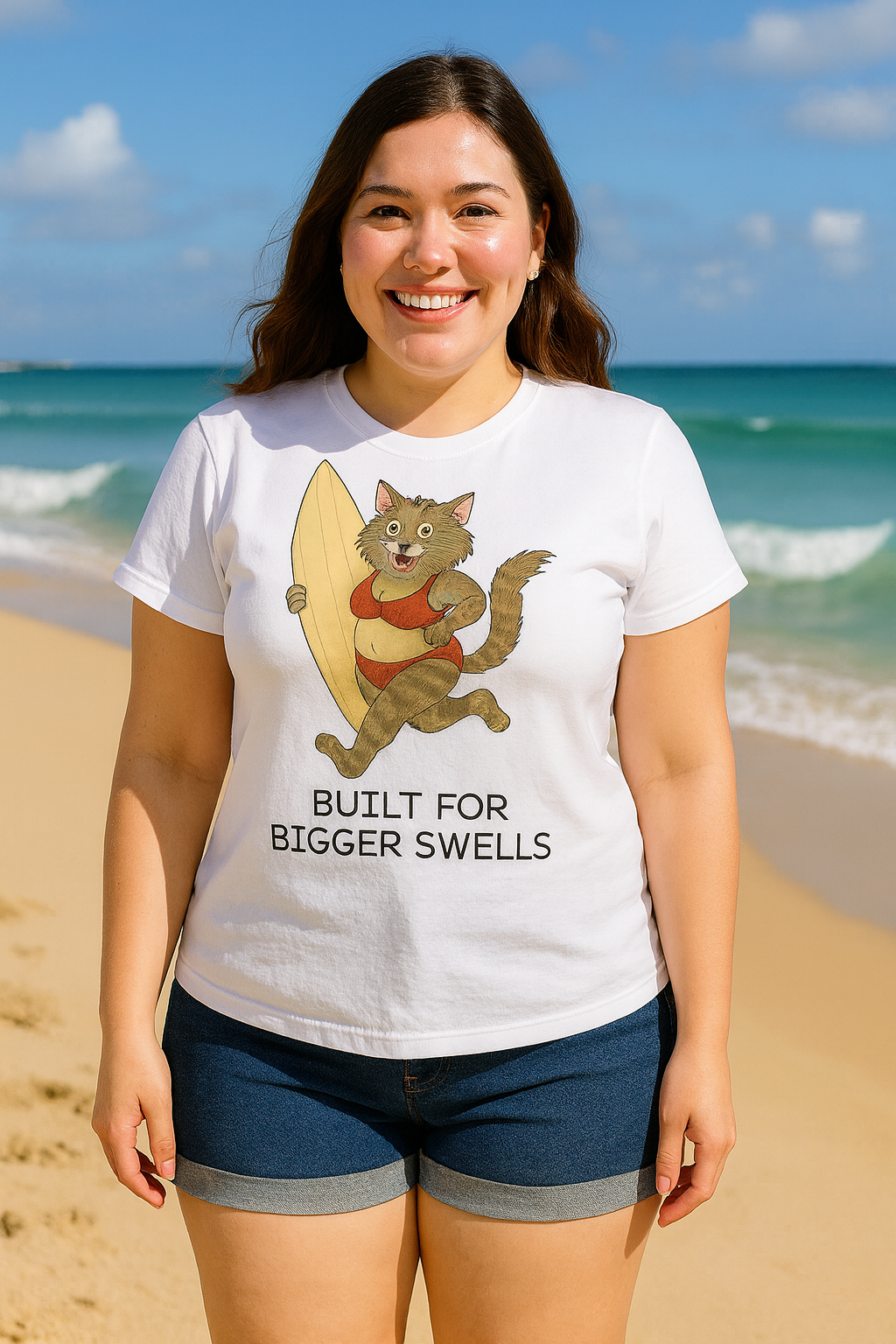 Built for Bigger Swells – Women’s Crewneck T-Shirt
