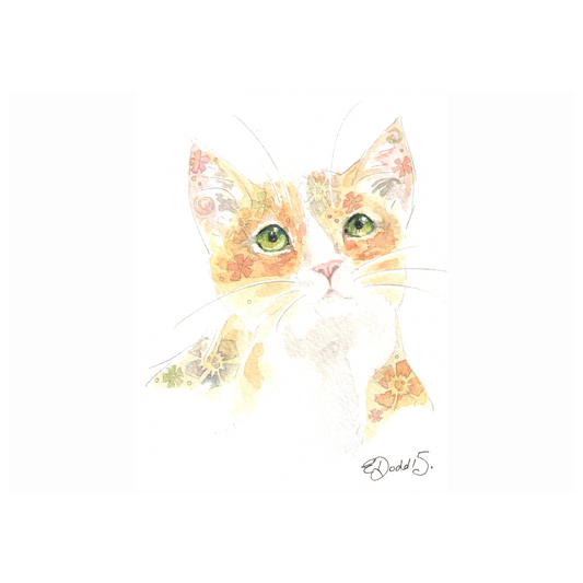 Classic Women’s Crewneck T-shirt – Watercolor Floral Cat