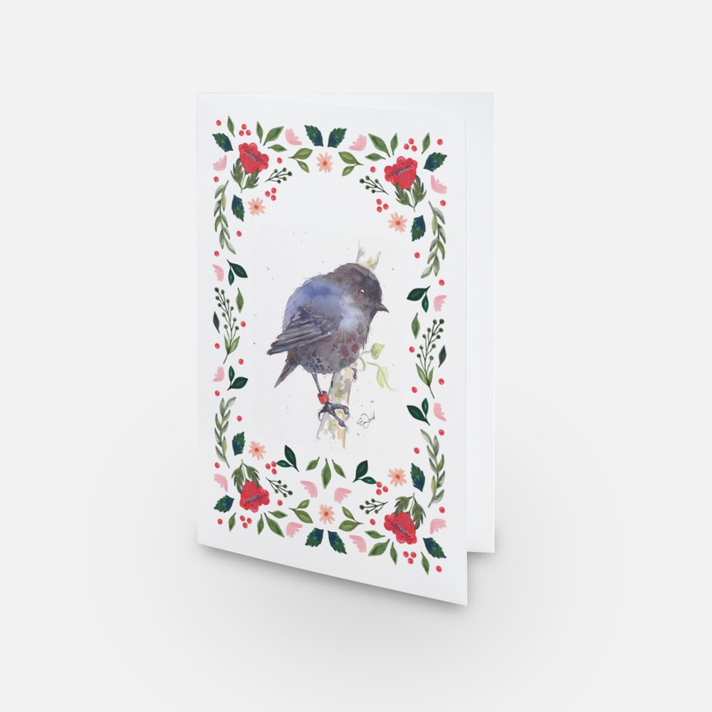 Christmas Card - Karure (NZ Black Robin)
