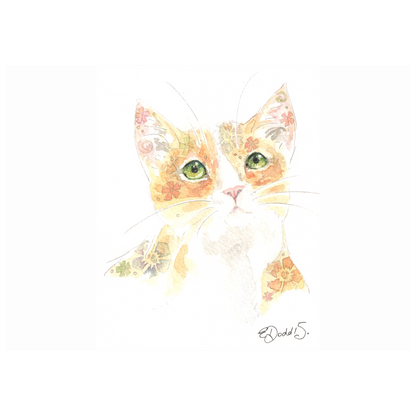 Classic Women’s Crewneck T-shirt – Watercolor Floral Cat