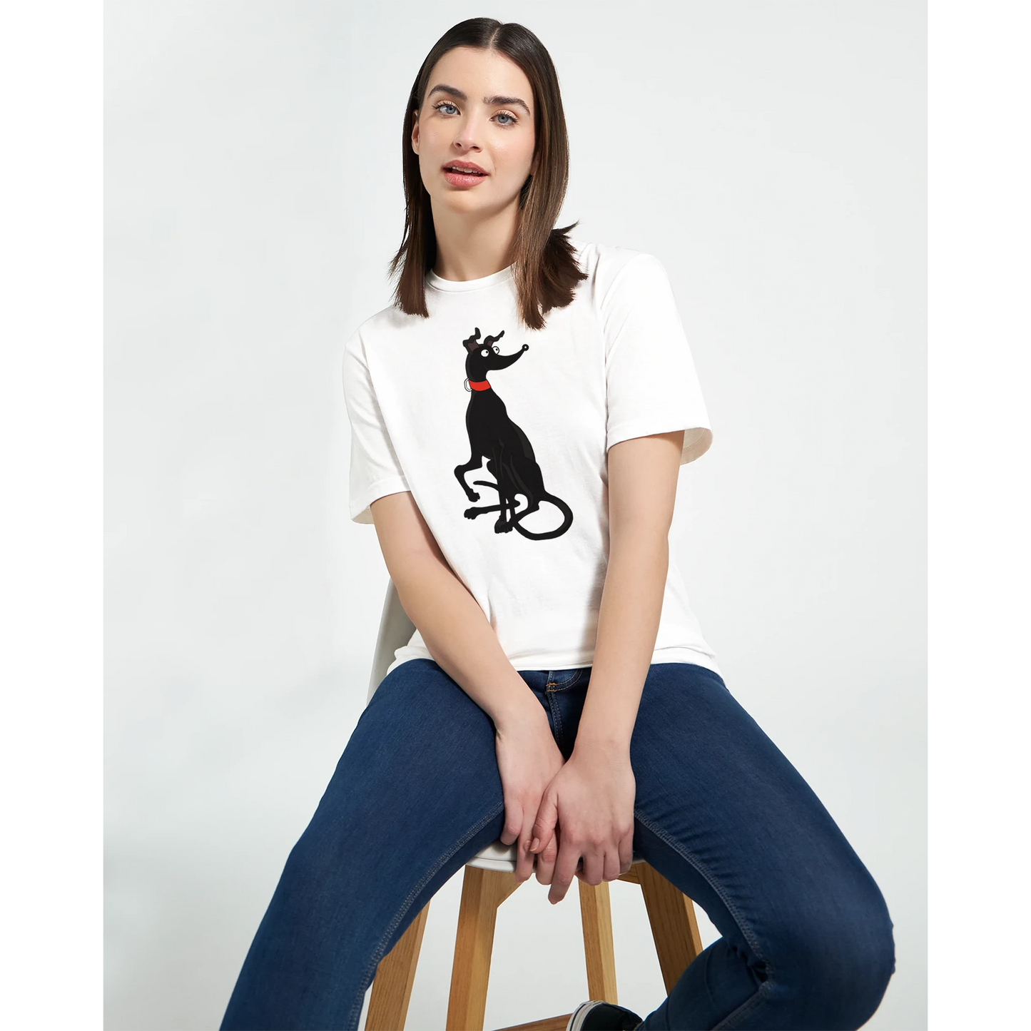 Model with Black Greyhound T-Shirt 