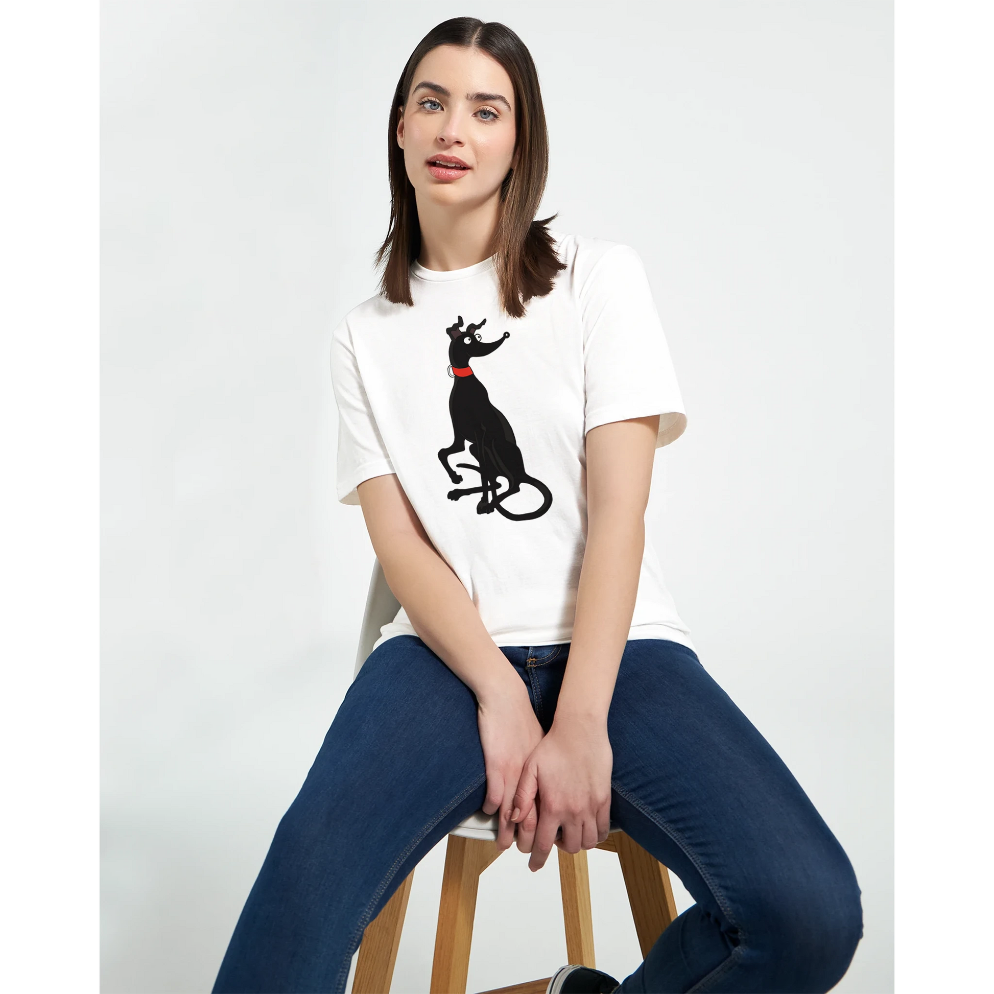 Model with Black Greyhound T-Shirt 