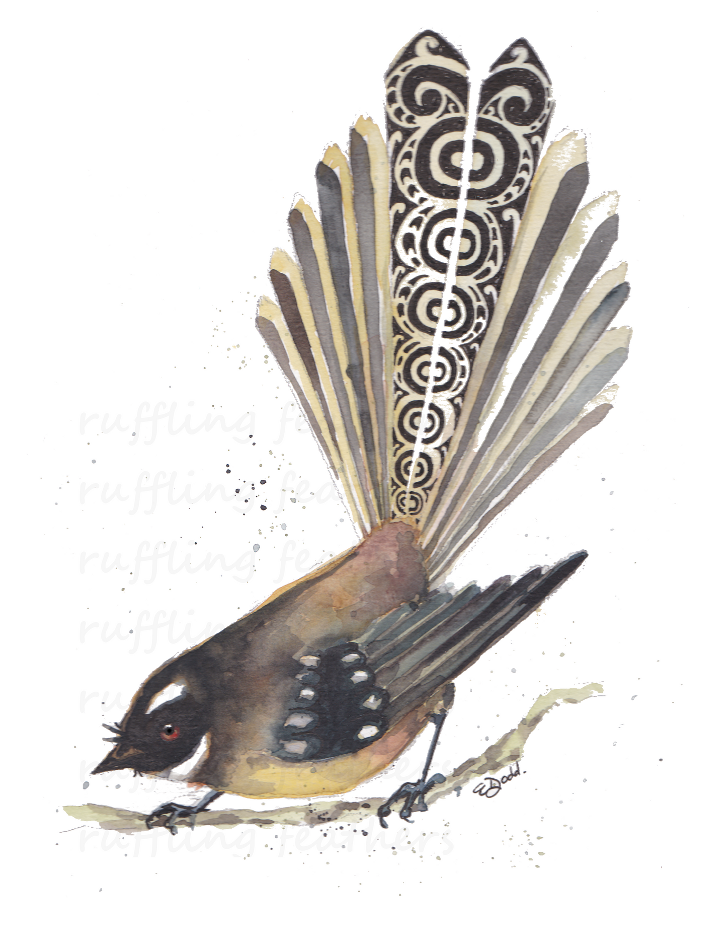 Christmas Card - Piwakawaka (NZ Fantail)