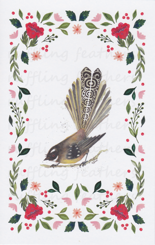 Christmas Card - Piwakawaka (NZ Fantail)