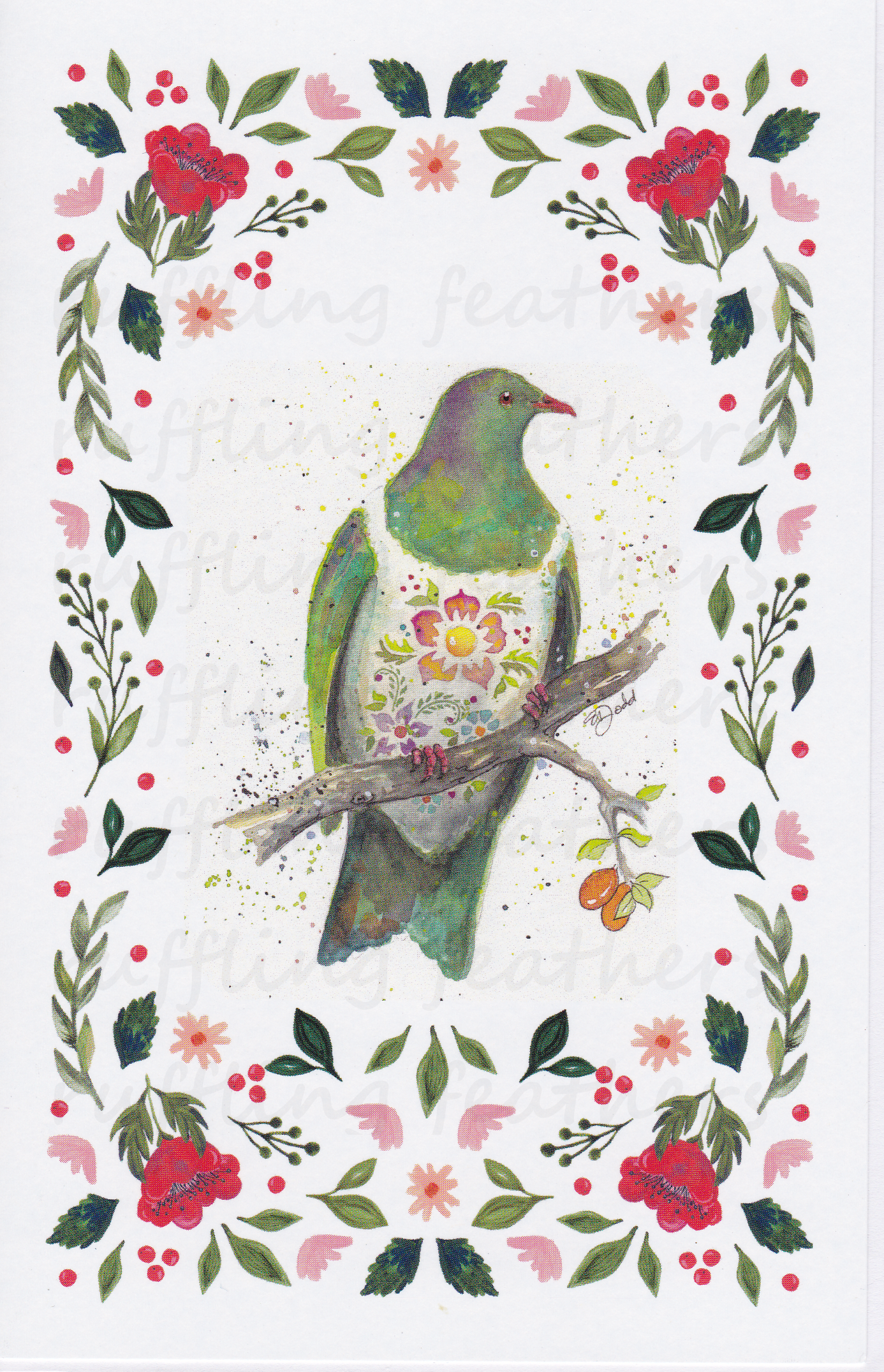 Christmas Card - Kereru (native wood pigeon)