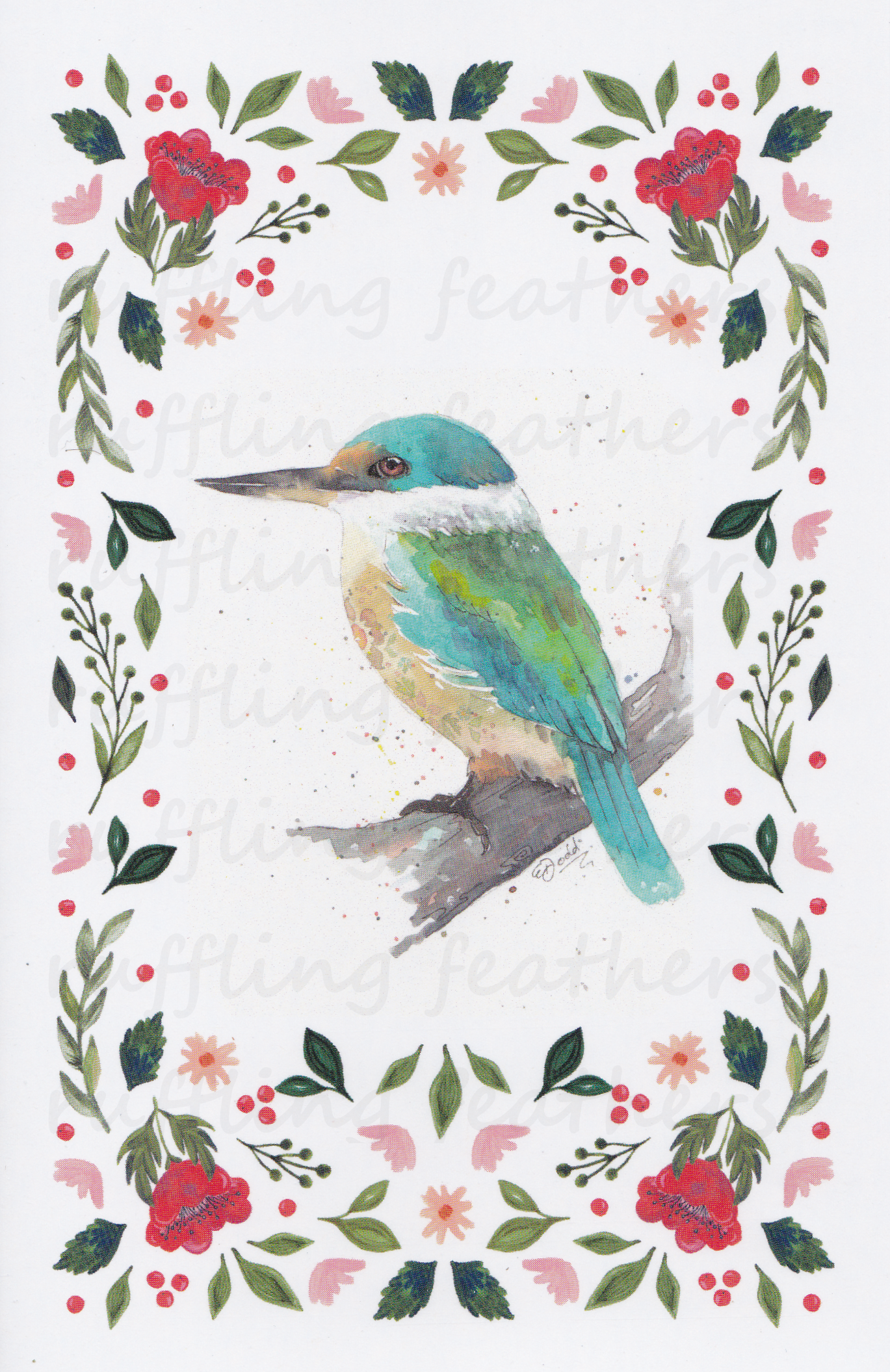Christmas Card - Kotare (NZ Sacred Kingfisher)