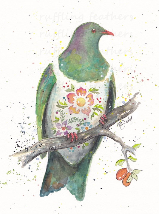 Christmas Card - Kereru (native wood pigeon)